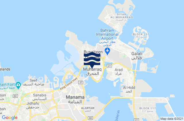 Al Muharraq, Bahrain tide times map