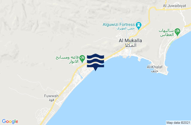 Al Mukalla, Yemen tide times map