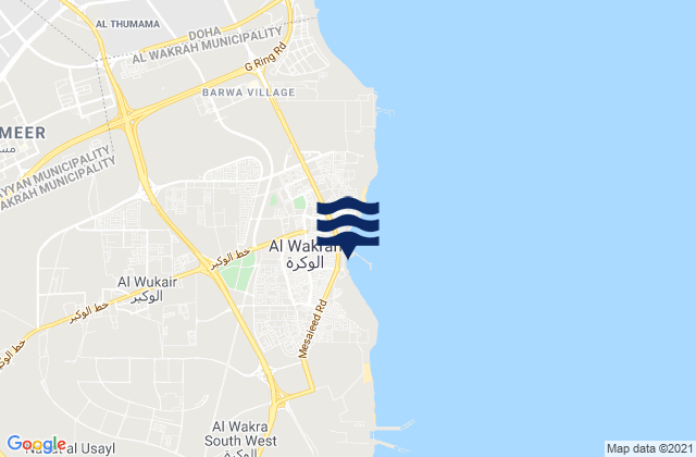 Al Wukayr, Qatar tide times map