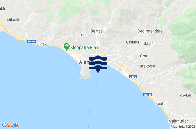 Alanya, Turkey tide times map