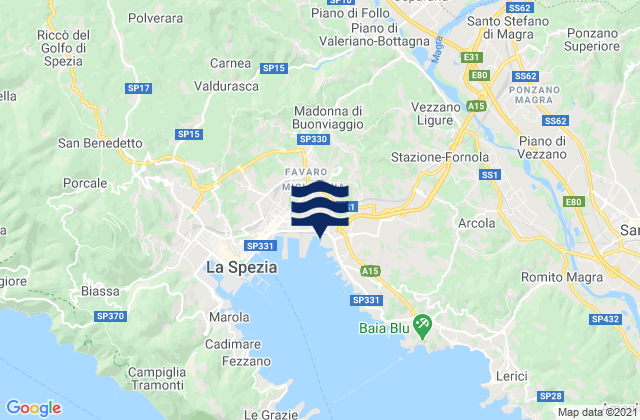 Albiano Magra, Italy tide times map