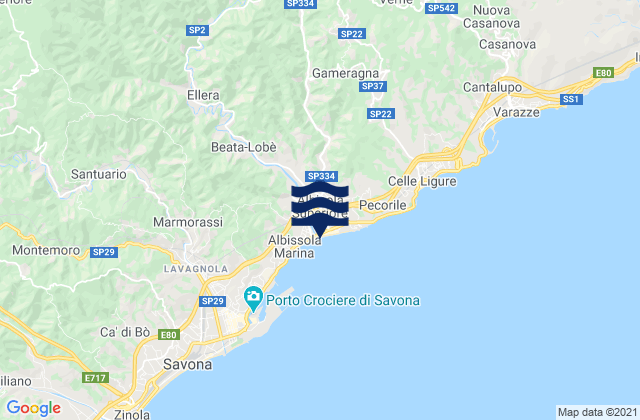 Albisola Marina, Italy tide times map