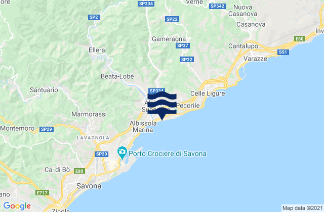Albisola Superiore, Italy tide times map