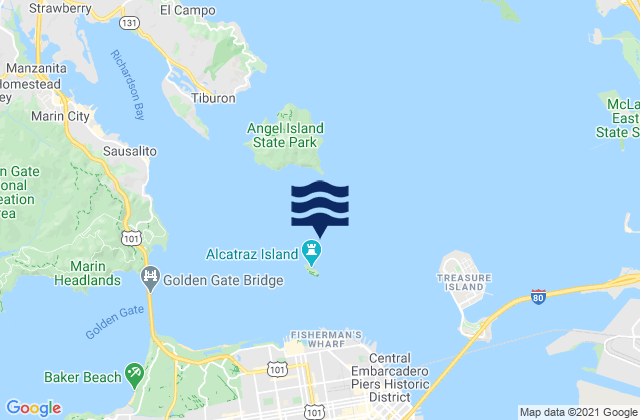 Alcatraz Island 0.5 mile north of, United States tide chart map