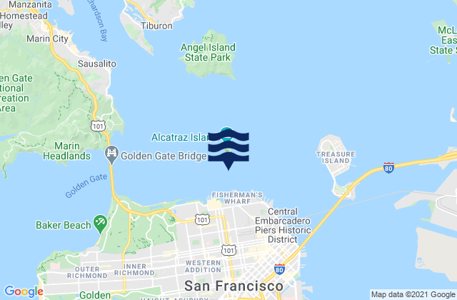 Alcatraz Island south of, United States tide chart map