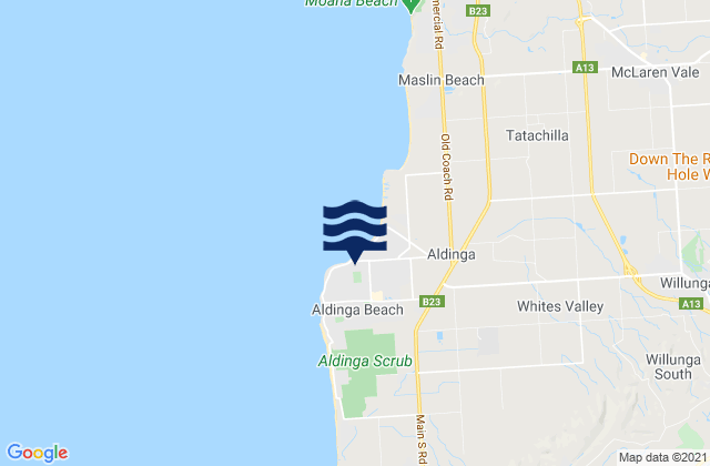 Aldinga Beach, Australia tide times map