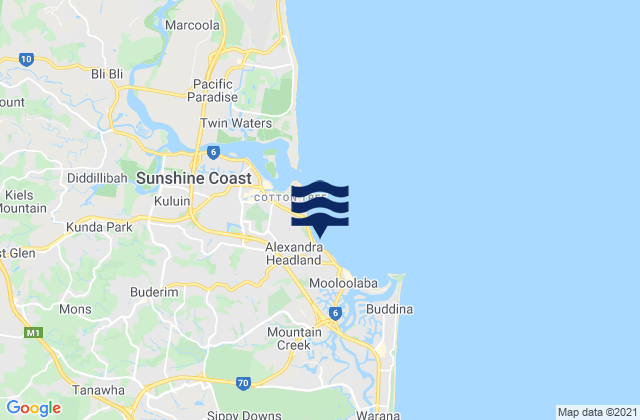 Alexandra Headland Beach, Australia tide times map