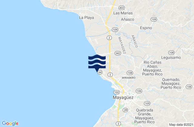 Algarrobos Barrio, Puerto Rico tide times map