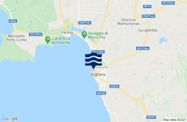 Alghero, Italy tide times map