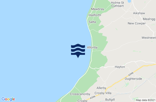 Allonby Bay, United Kingdom tide times map