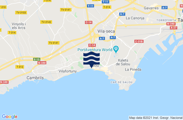 Almoster, Spain tide times map