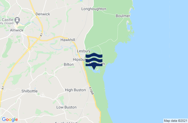 Aln Estuary, United Kingdom tide times map