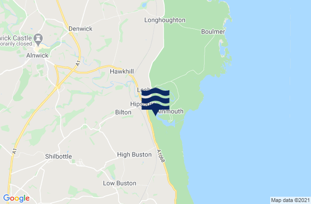 Alnwick, United Kingdom tide times map