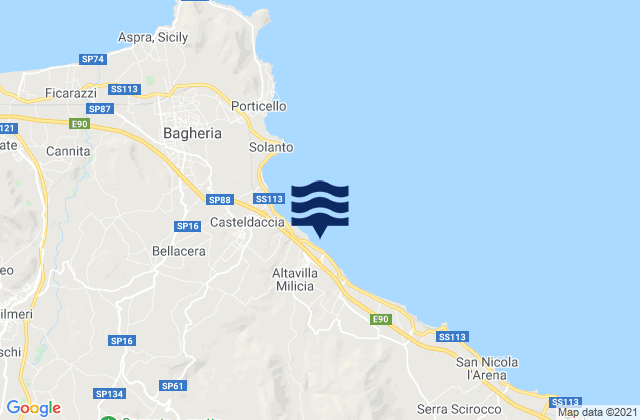 Altavilla Milicia, Italy tide times map
