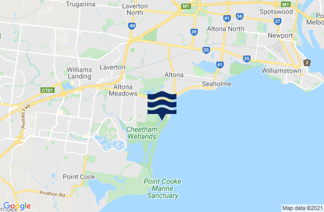 Altona Meadows, Australia tide times map