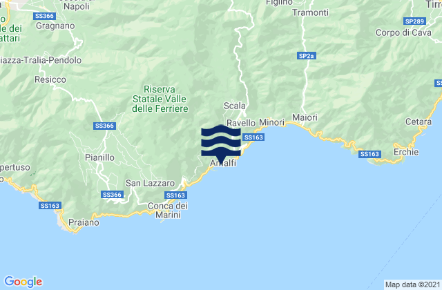 Amalfi, Italy tide times map