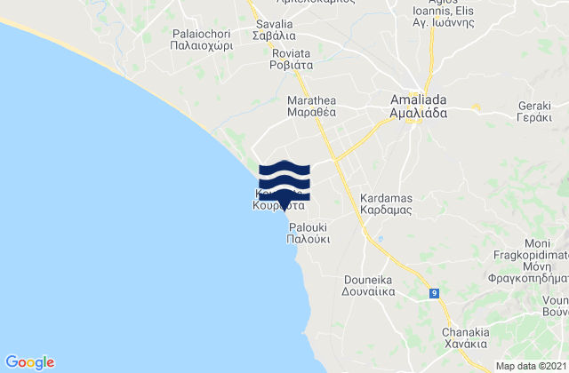 Amaliada, Greece tide times map