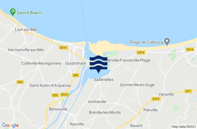 Amfreville, France tide times map