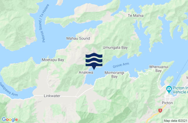 Anakiwa Bay, New Zealand tide times map