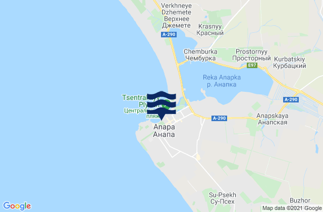 Anapa, Russia tide times map