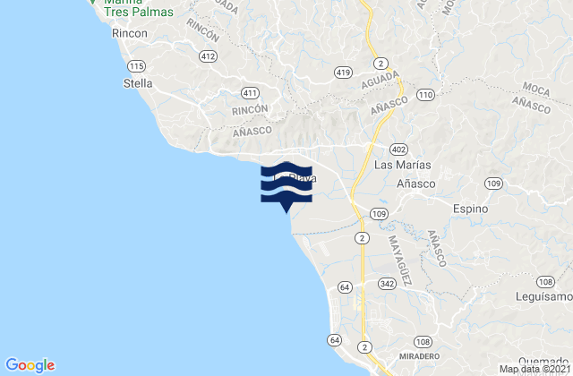 Anasco Barrio-Pueblo, Puerto Rico tide times map