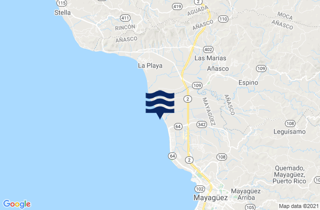 Anasco, Puerto Rico tide times map
