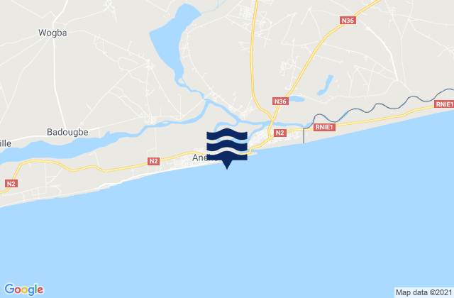 Aneho, Togo tide times map