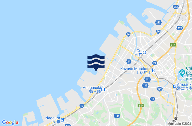 Anesaki, Japan tide times map