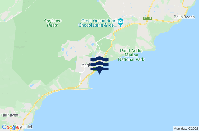 Anglesea, Australia tide times map