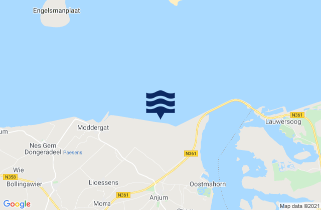 Anjum, Netherlands tide times map