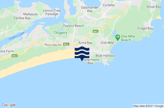 Anna Bay-Morna Point, Australia tide times map