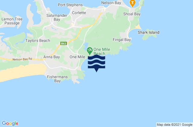 Anna Bay, Australia tide times map