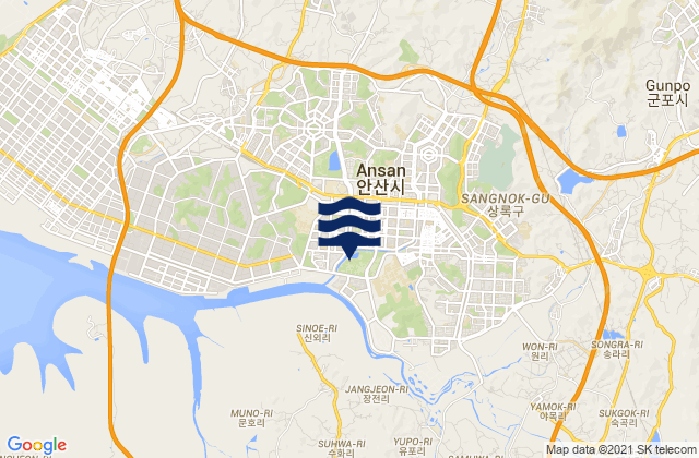 Ansan-si, South Korea tide times map