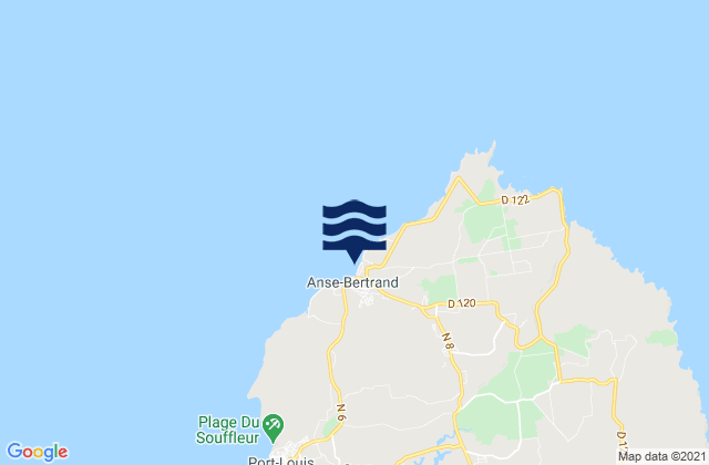 Anse-Bertrand, Guadeloupe tide times map