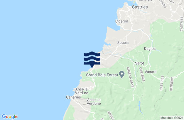 Anse-la-Raye, Saint Lucia tide times map