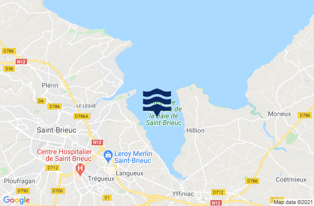 Anse d'Yffiniac, France tide times map