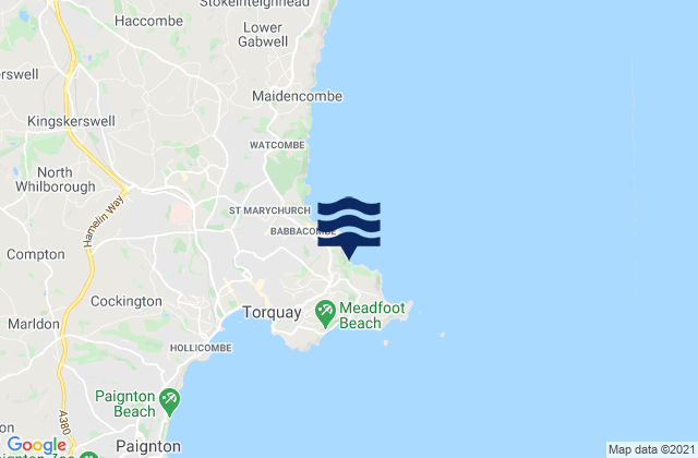 Ansteys Cove Beach, United Kingdom tide times map