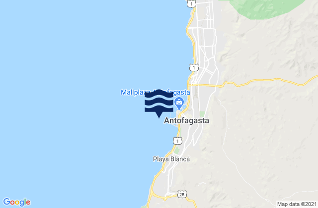 Antofagasta, Chile tide times map