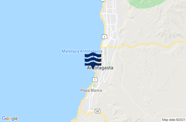 Antofagasta, Chile tide times map