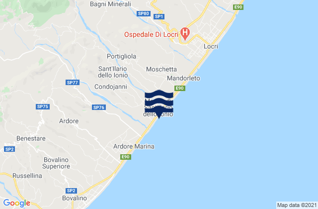 Antonimina, Italy tide times map