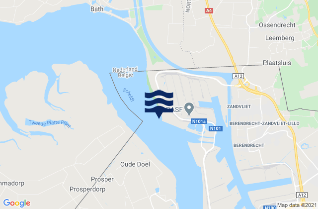 Antwerp (Roads) Schelde River, Belgium tide times map
