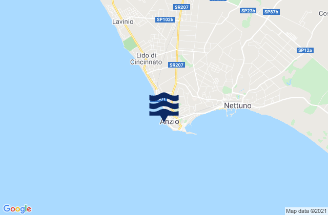 Anzio, Italy tide times map