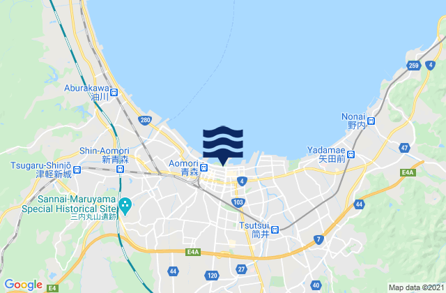 Aomori Shi, Japan tide times map