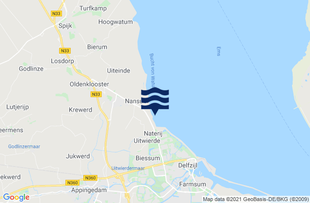 Appingedam, Netherlands tide times map