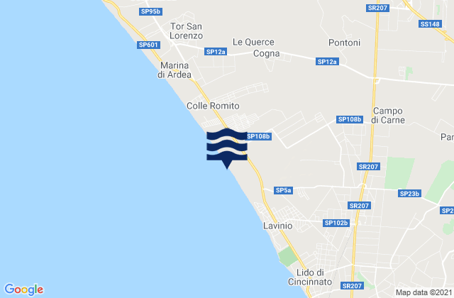 Aprilia, Italy tide times map