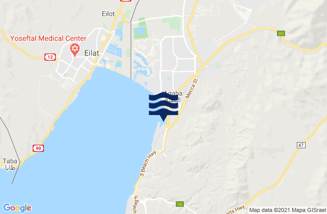Aqaba Gulf of Aqaba, Jordan tide times map