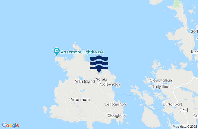 Aran Island, Ireland tide times map