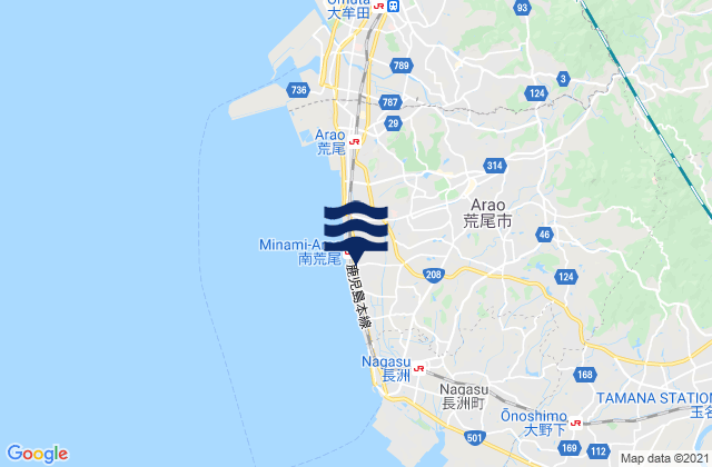 Arao Shi, Japan tide times map