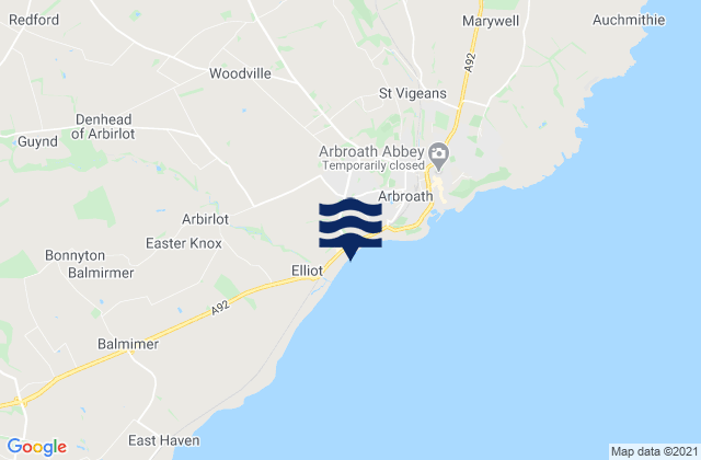 Arbroath Beach, United Kingdom tide times map