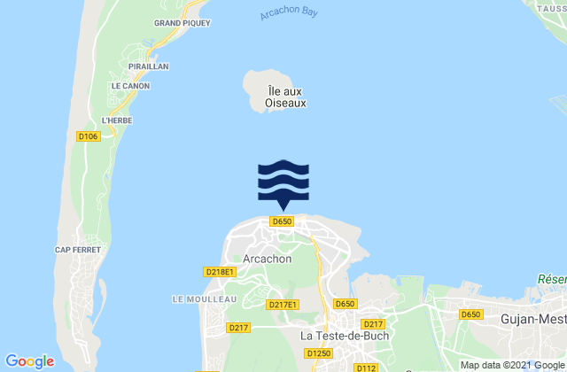 Arcachon, France tide times map